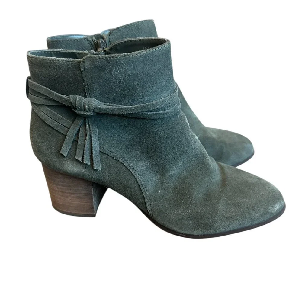 Violet & Red Jenna Leather Ankle Booties Suede Heeled Boots Size 9.5 Women's